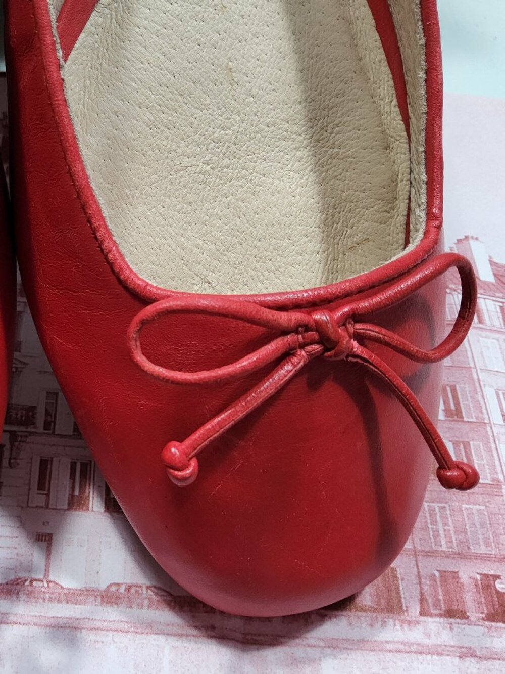 NEW Jack Rogers Women's Kenlyn Leather Ballet Flats Red Size 10